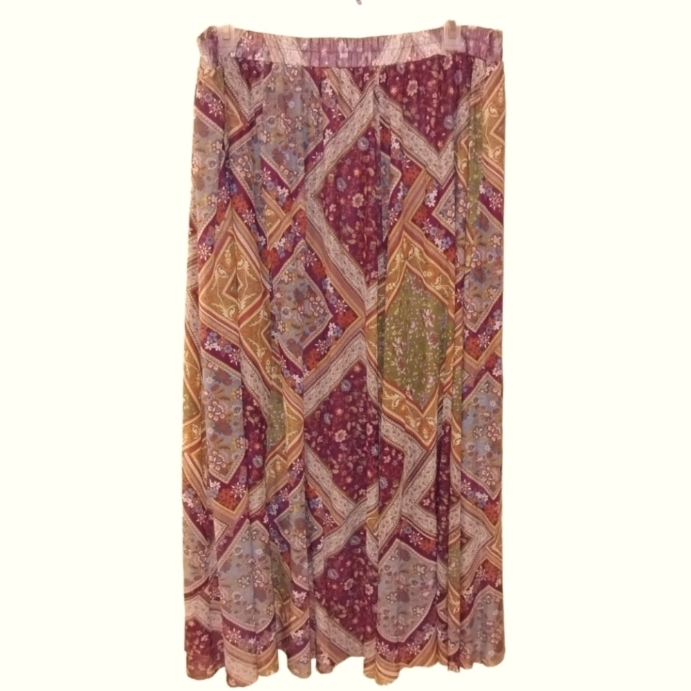 Cato Cottage Core Boho Maxi Skirt Patchwork 22 24 Batik